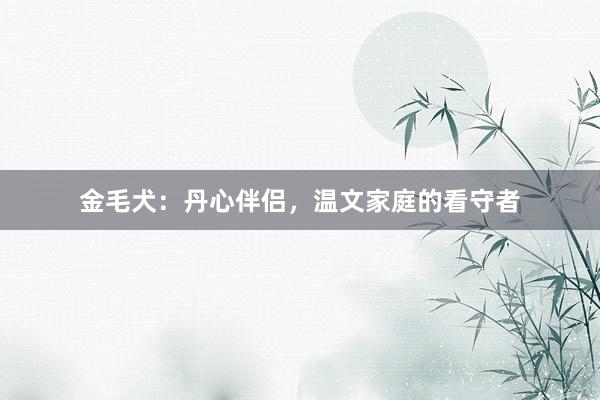 金毛犬：丹心伴侣，温文家庭的看守者